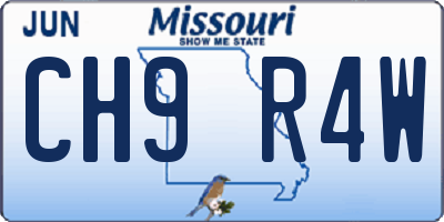 MO license plate CH9R4W