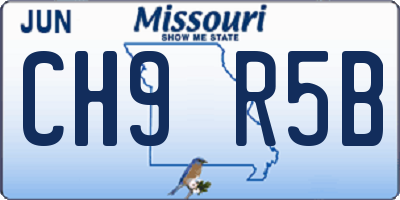 MO license plate CH9R5B