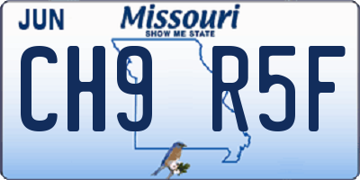 MO license plate CH9R5F