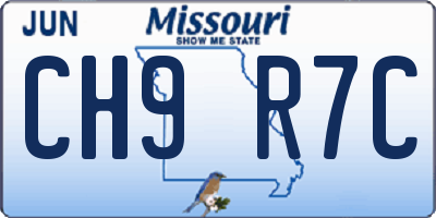 MO license plate CH9R7C
