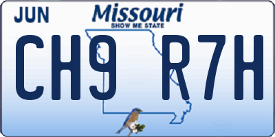 MO license plate CH9R7H