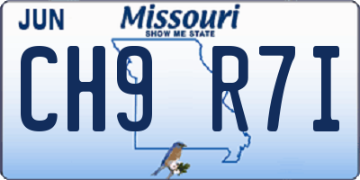 MO license plate CH9R7I