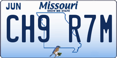 MO license plate CH9R7M