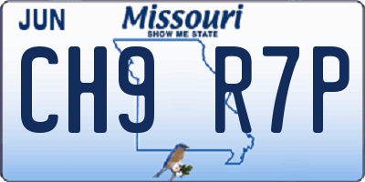 MO license plate CH9R7P