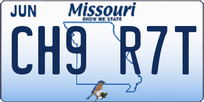 MO license plate CH9R7T