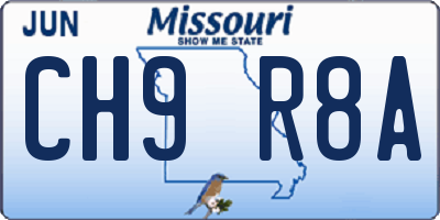 MO license plate CH9R8A