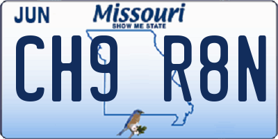 MO license plate CH9R8N