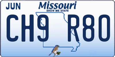 MO license plate CH9R8O
