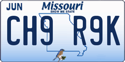 MO license plate CH9R9K