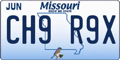 MO license plate CH9R9X