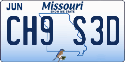 MO license plate CH9S3D