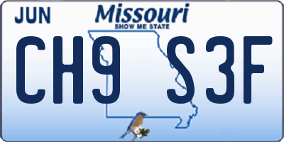 MO license plate CH9S3F