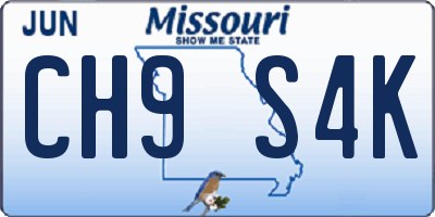 MO license plate CH9S4K