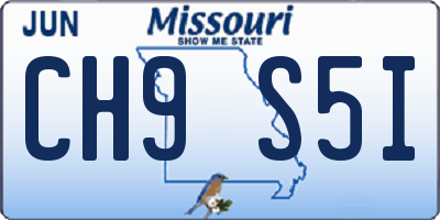 MO license plate CH9S5I
