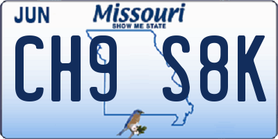 MO license plate CH9S8K