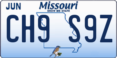 MO license plate CH9S9Z