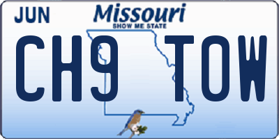 MO license plate CH9T0W