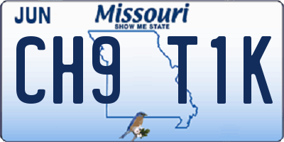 MO license plate CH9T1K