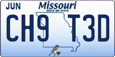 MO license plate CH9T3D