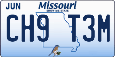 MO license plate CH9T3M