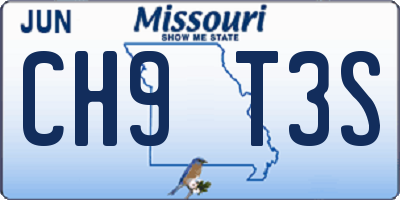 MO license plate CH9T3S