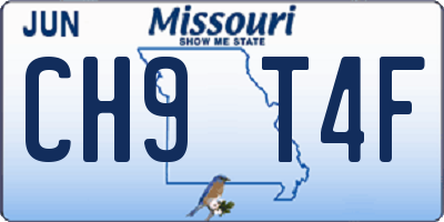 MO license plate CH9T4F