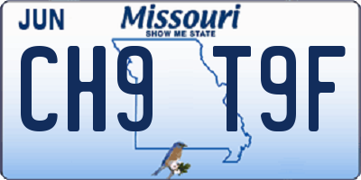 MO license plate CH9T9F