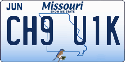 MO license plate CH9U1K