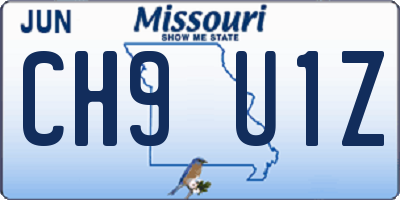 MO license plate CH9U1Z