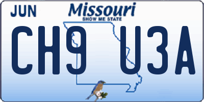 MO license plate CH9U3A