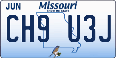 MO license plate CH9U3J