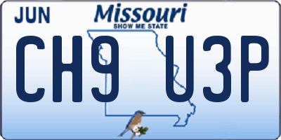 MO license plate CH9U3P