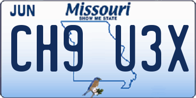 MO license plate CH9U3X
