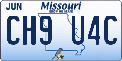 MO license plate CH9U4C