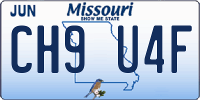 MO license plate CH9U4F