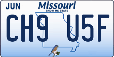 MO license plate CH9U5F