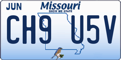MO license plate CH9U5V