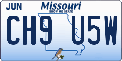 MO license plate CH9U5W