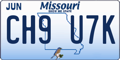 MO license plate CH9U7K