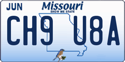 MO license plate CH9U8A