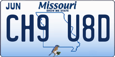 MO license plate CH9U8D