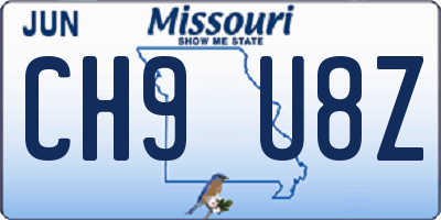 MO license plate CH9U8Z