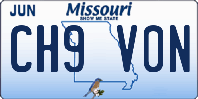 MO license plate CH9V0N