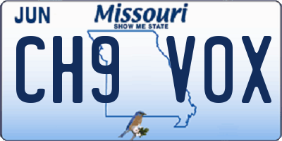 MO license plate CH9V0X