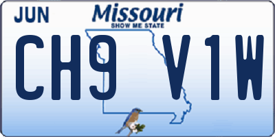 MO license plate CH9V1W