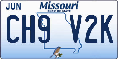 MO license plate CH9V2K