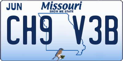 MO license plate CH9V3B