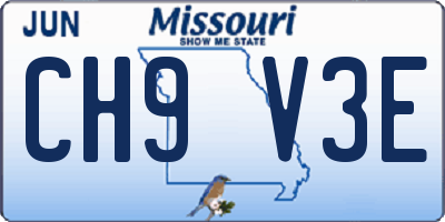 MO license plate CH9V3E