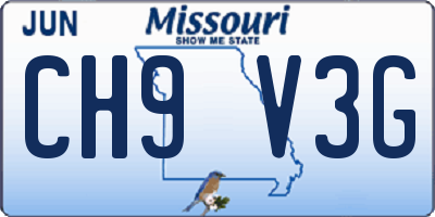 MO license plate CH9V3G
