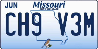 MO license plate CH9V3M